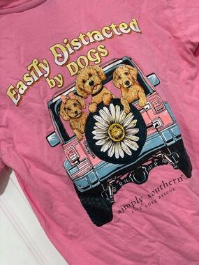 SIMPLY SOUTHERN Pink 'Easily Distracted by Dogs' Graphic Dog T-Shirt